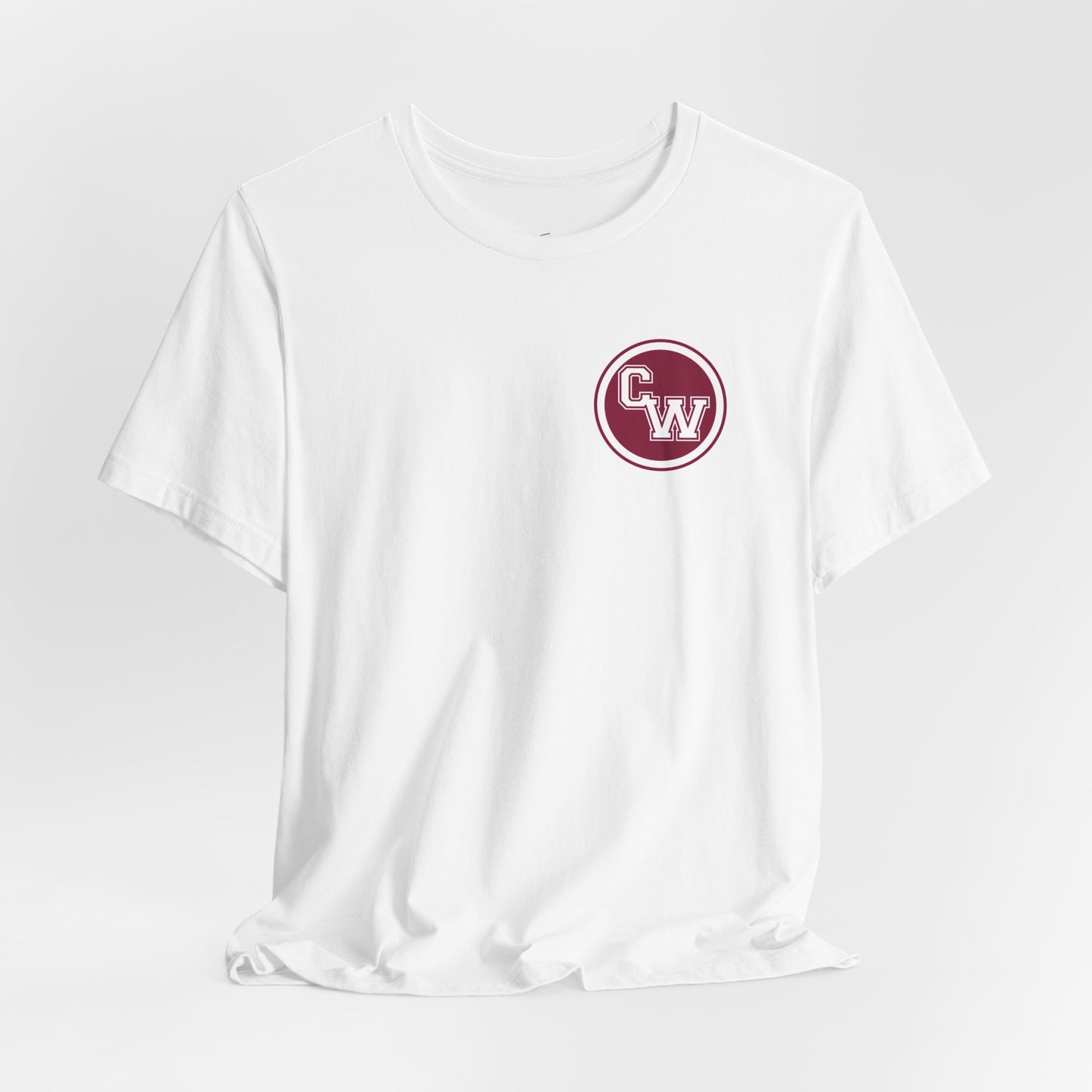 CW Circle Logo T‑Shirt – Maroon Chest Emblem Tee