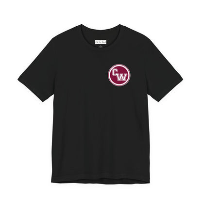 CW Circle Logo T‑Shirt – Maroon Chest Emblem Tee
