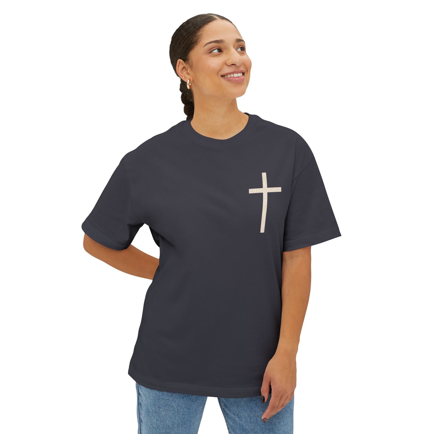 Oversized & Boxy Lift Heavy Pray Hard  Tee — Faith & Fitness Tee