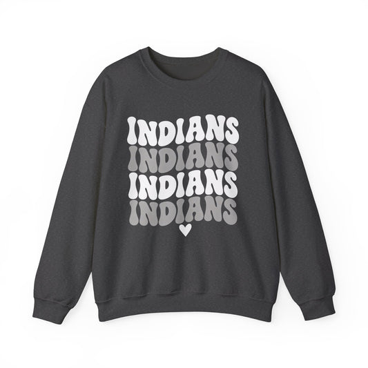 Indians Retro Stack Sweatshirt — Vintage Text Crewneck Pullover