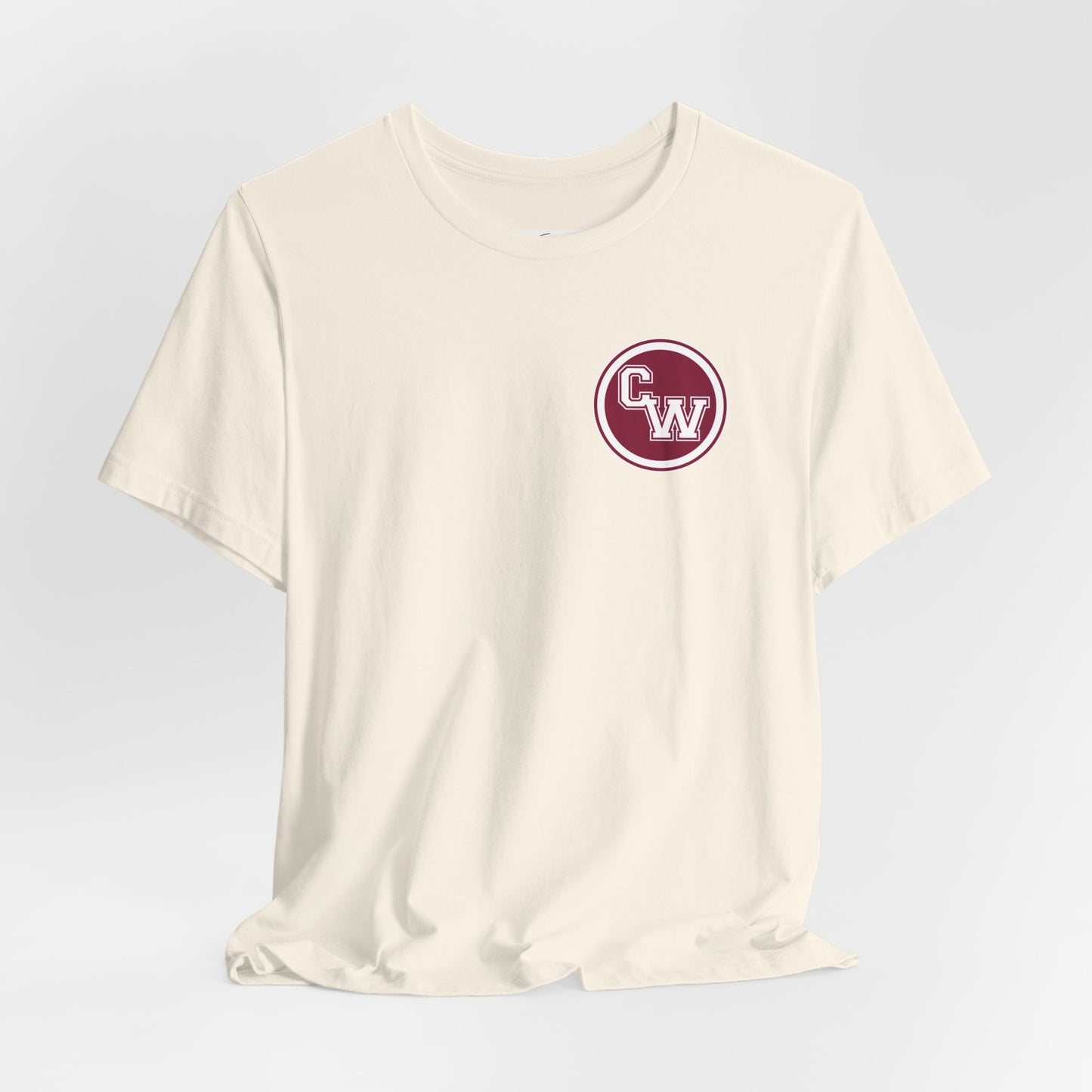 CW Circle Logo T‑Shirt – Maroon Chest Emblem Tee