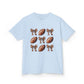 Kids Football & Bows T‑Shirt — Cute Gridiron Pattern for Girls, Youth Game Day Tee