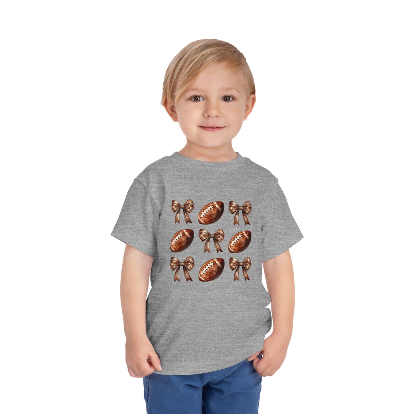 Toddler Tee — Footballs & Bows Pattern (BELLA +CANVAS)
