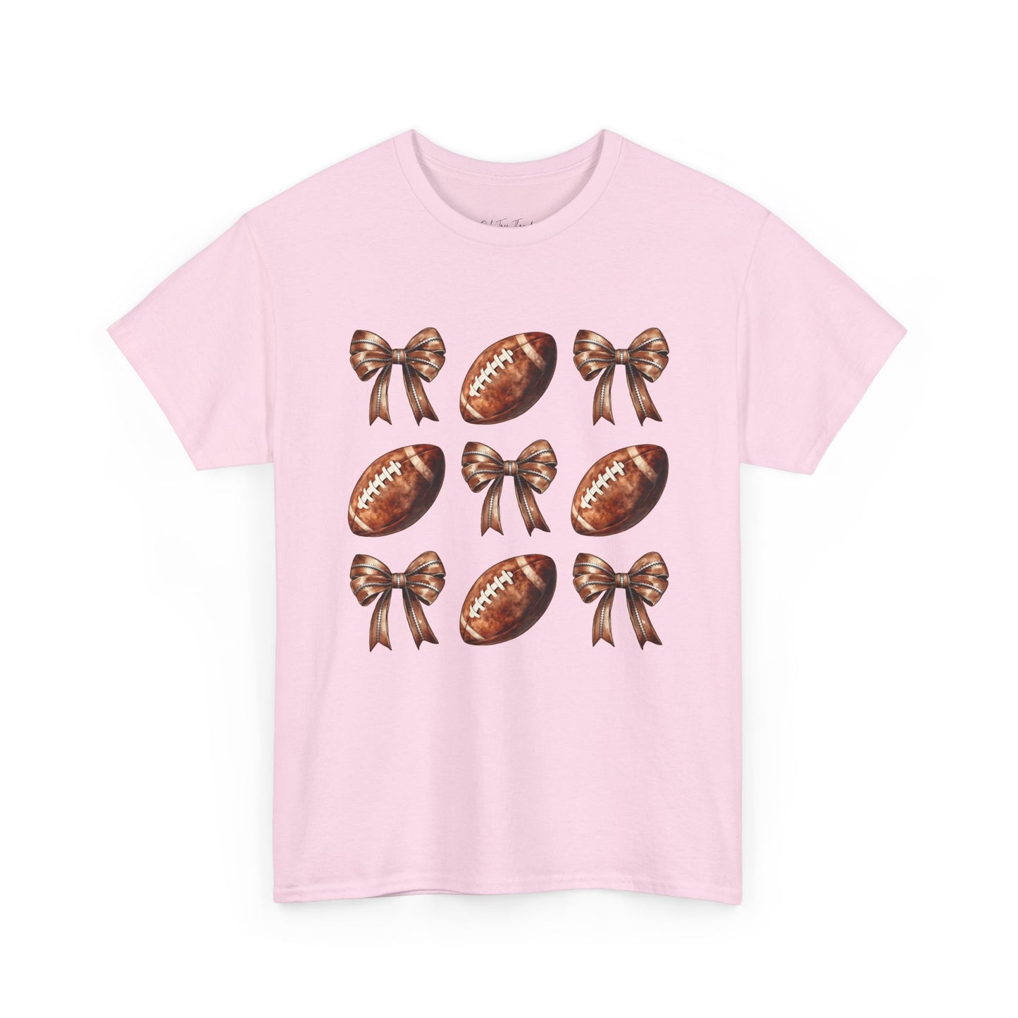 Football & Bows Tee — Cute Game Day Shirt for Fans & Moms