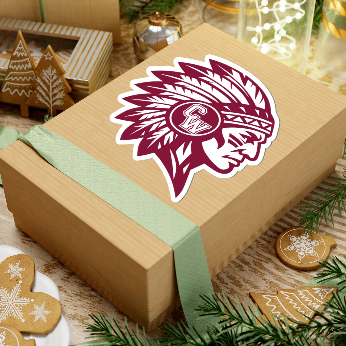 CW Indians Die-Cut Vinyl Sticker — Maroon CW Indians Logo
