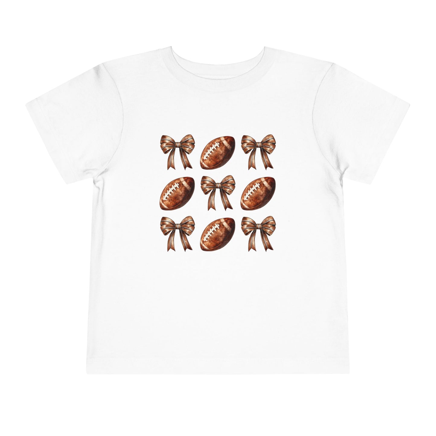 Toddler Tee — Footballs & Bows Pattern (BELLA +CANVAS)