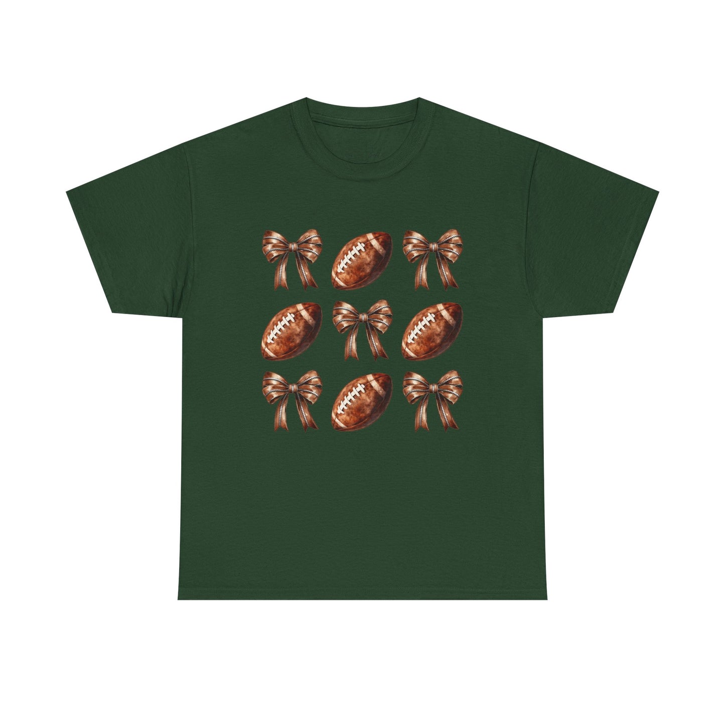 Football & Bows Tee — Cute Game Day Shirt for Fans & Moms