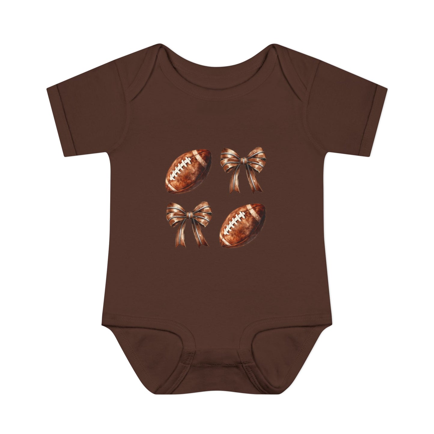 Baby Bodysuit — Football & Bow Pattern Infant Onesie (Cute Game Day Outfit)