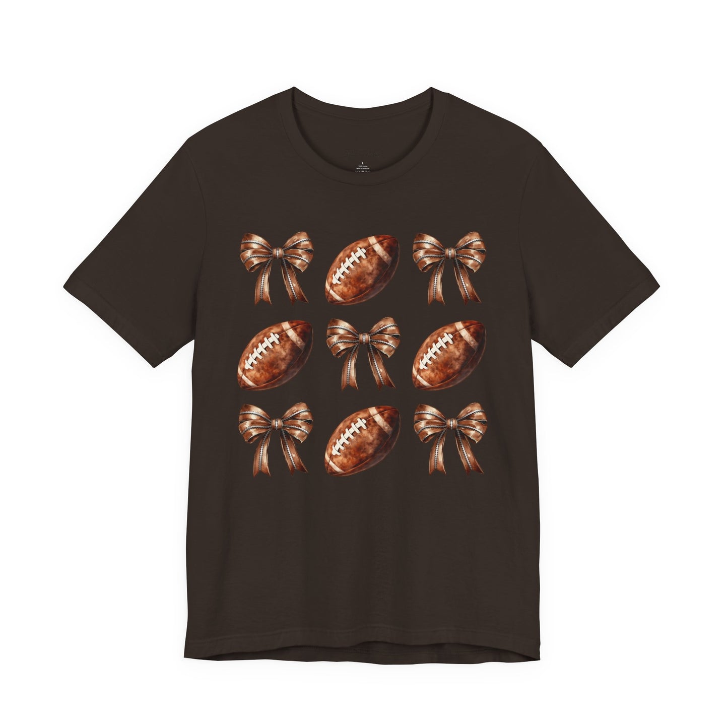 Football & Bows Tee — Cute Game Day Shirt for Fans & Moms