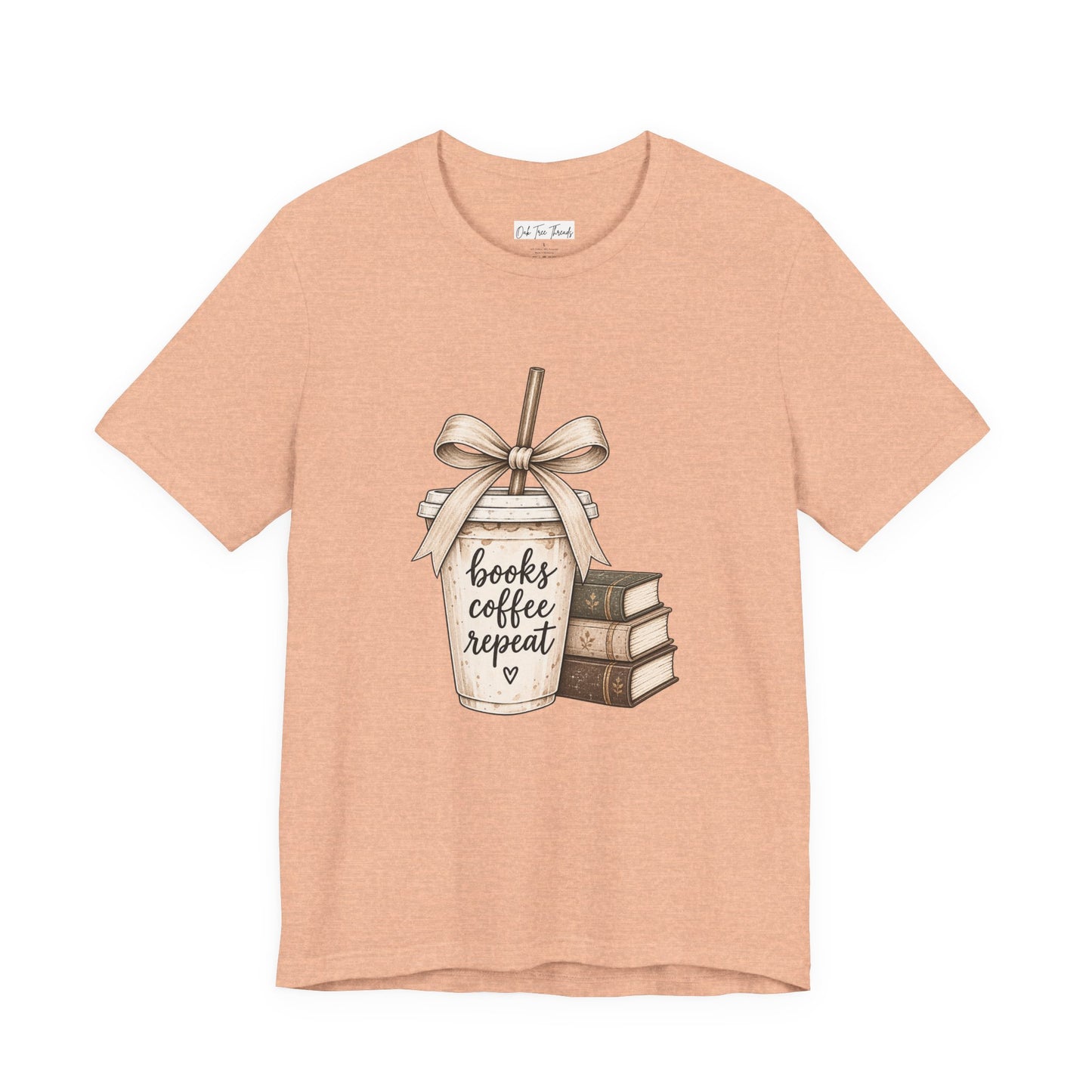 Books Coffee Repeat T‑Shirt — Cute Booklover Coffee Graphic Tee