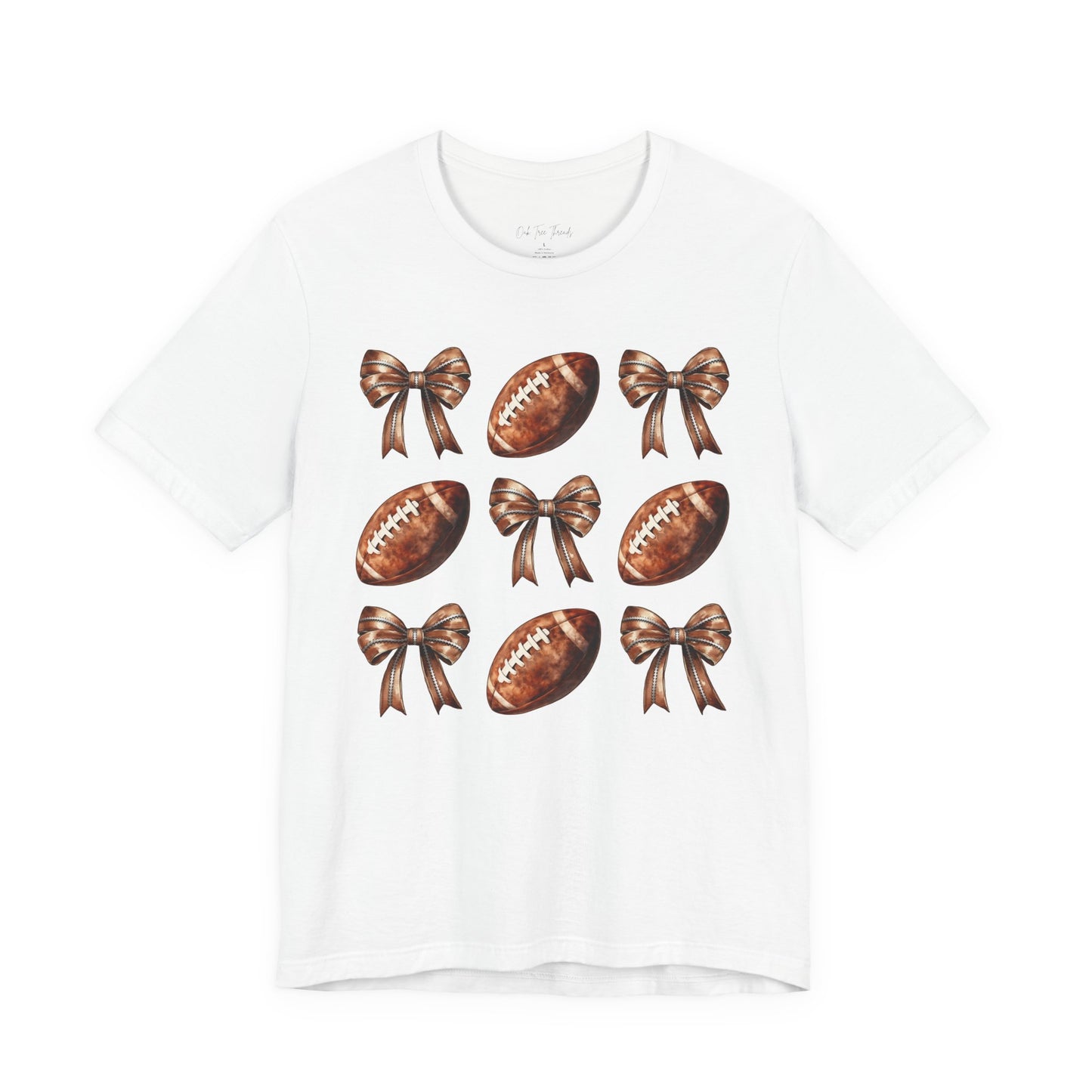 Football & Bows Tee — Cute Game Day Shirt for Fans & Moms
