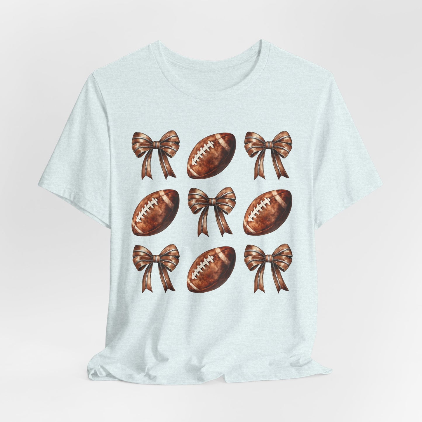 Football & Bows Tee — Cute Game Day Shirt for Fans & Moms