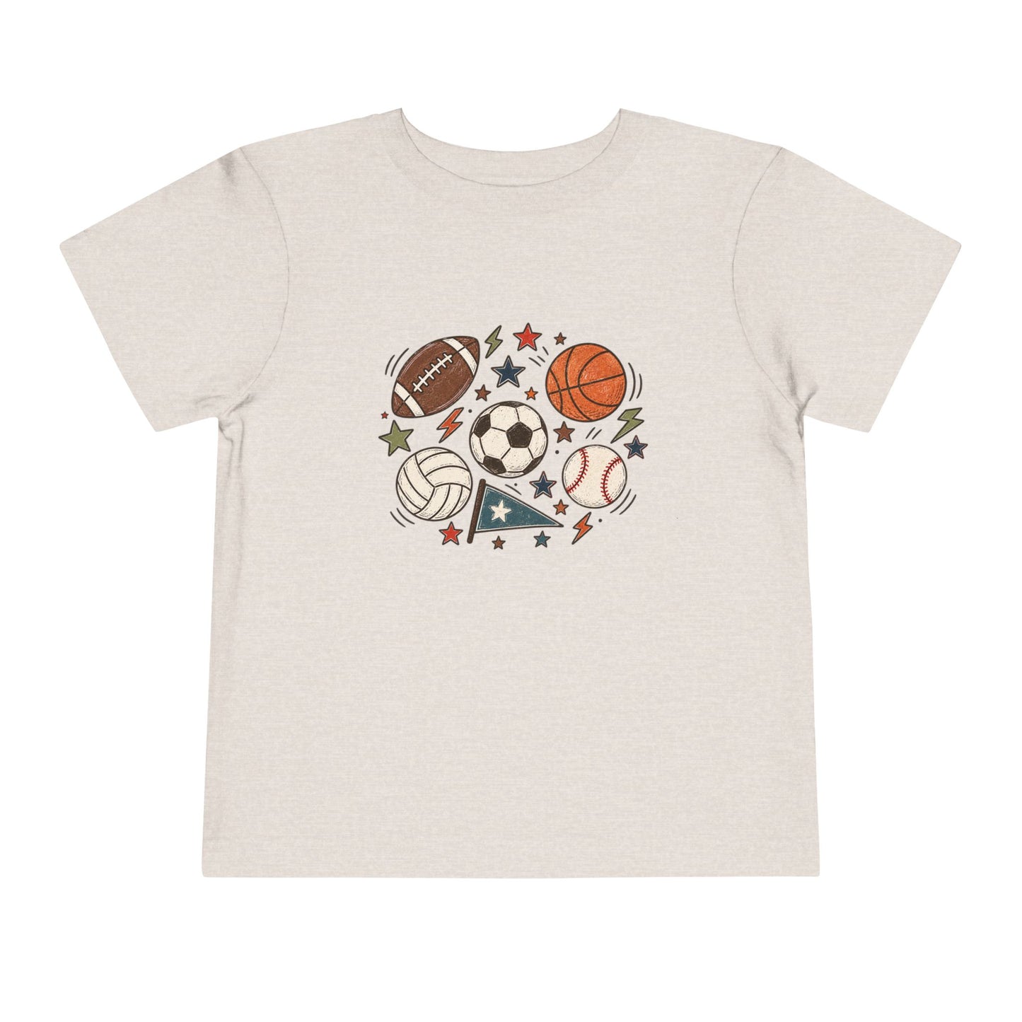 Toddler Sports Balls Tee — Cute Soccer, Football, Basketball & Baseball Graphic Shirt