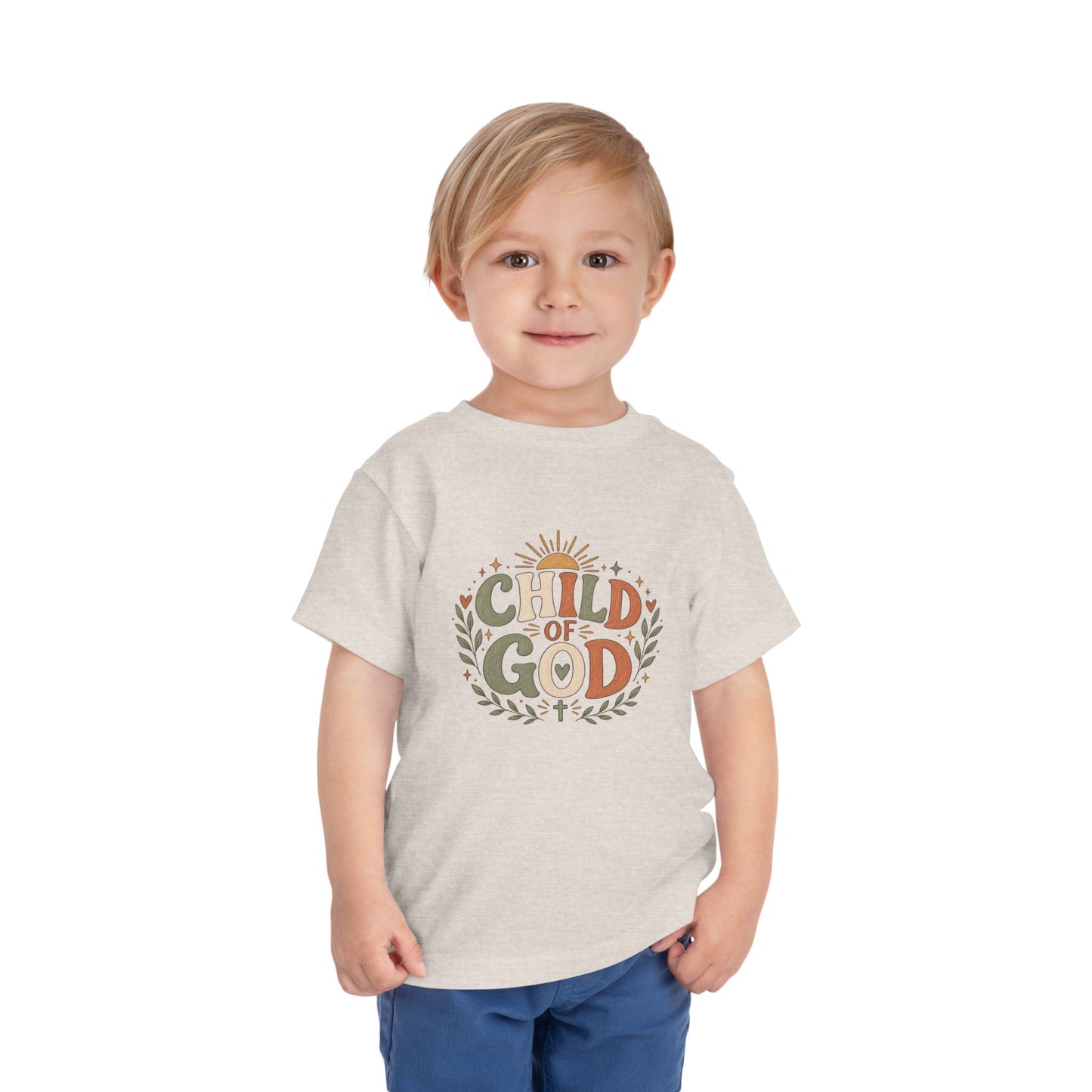 Child of God Toddler Tee — Christian Faith Baby Shirt with Sun & Floral Design