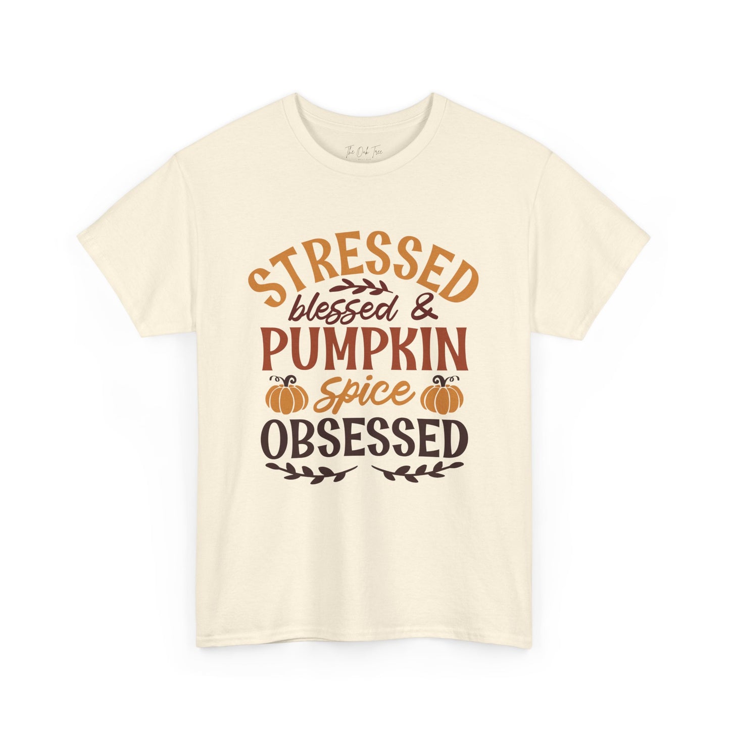 Stressed Blessed & Pumpkin Spice Obsessed Unisex Heavy Cotton Tee
