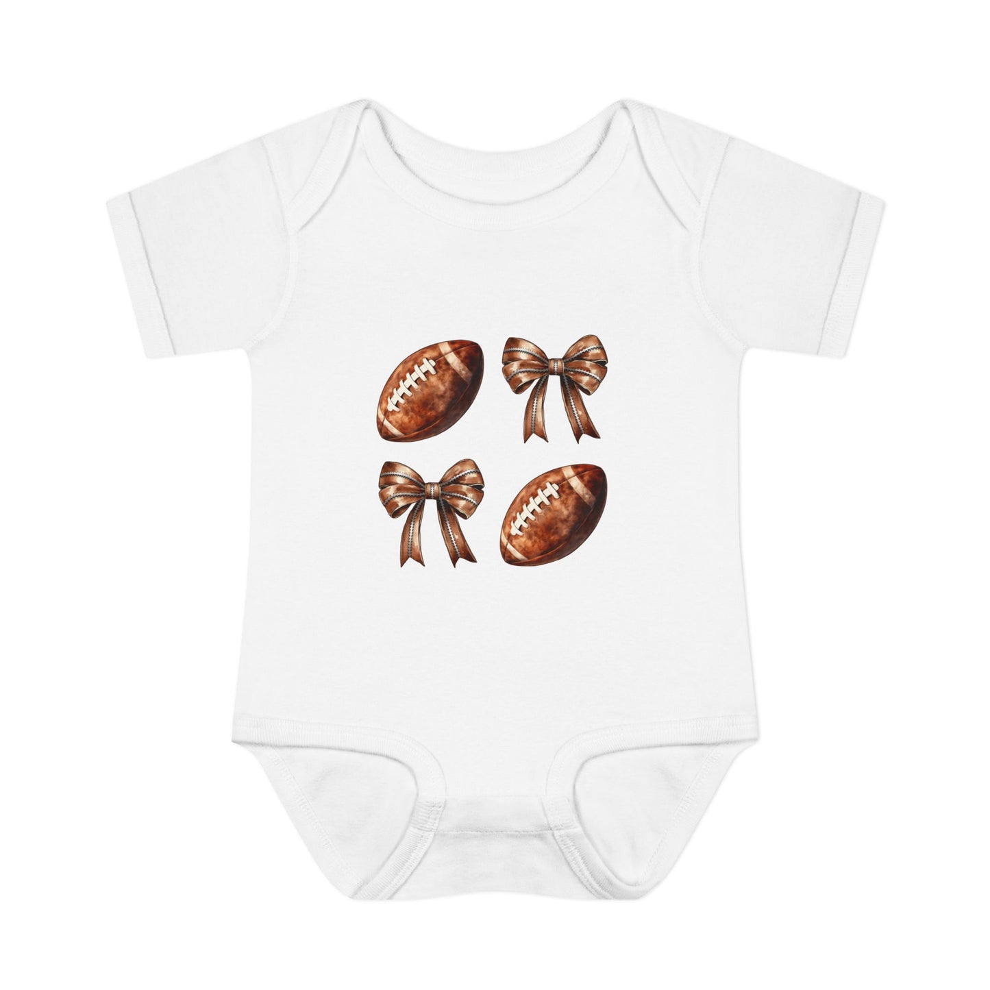 Baby Bodysuit — Football & Bow Pattern Infant Onesie (Cute Game Day Outfit)