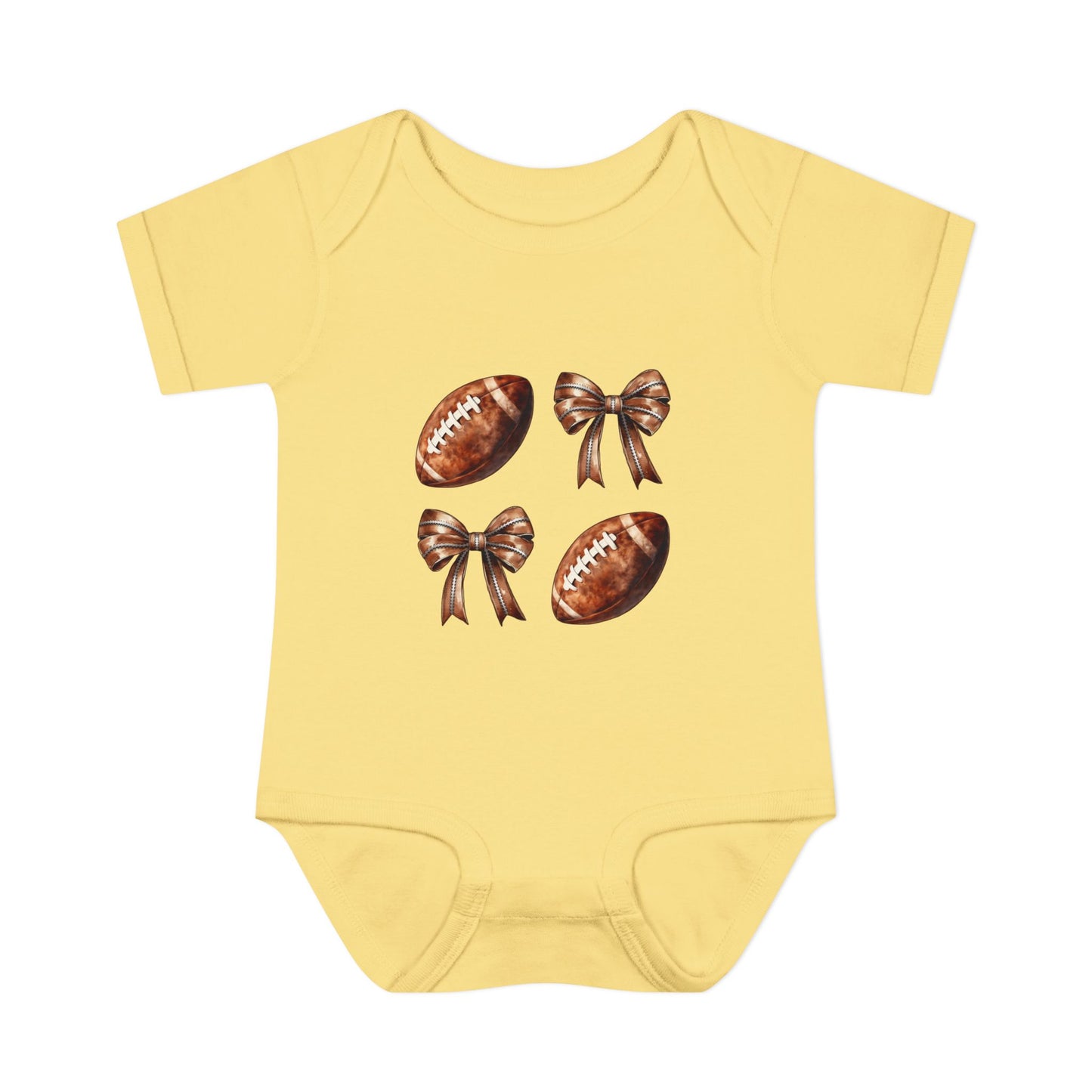 Baby Bodysuit — Football & Bow Pattern Infant Onesie (Cute Game Day Outfit)