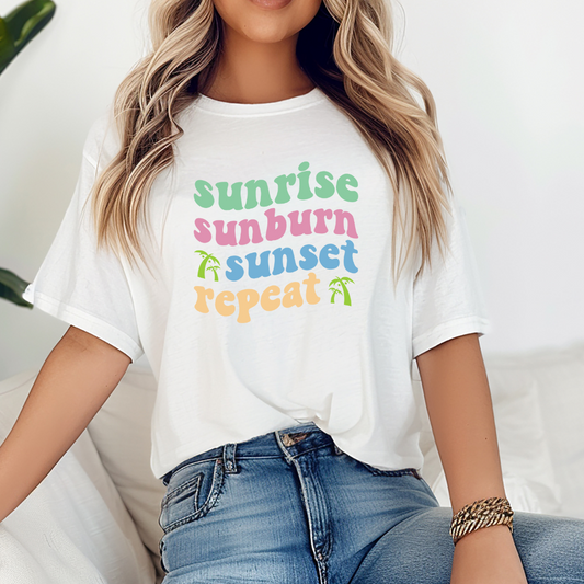 Sunrise Sunburn Sunset Repeat Unisex Heavy Cotton Tee