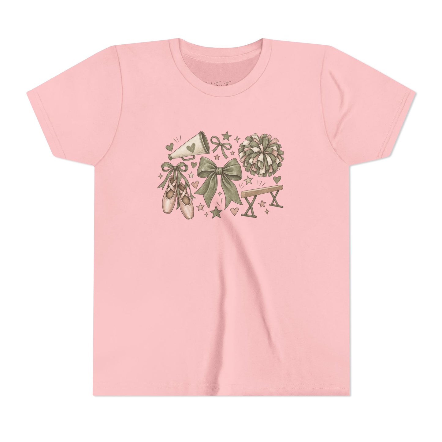 Ballet Floral Youth Tee — Pink Ballet Slippers & Bow Dance Shirt