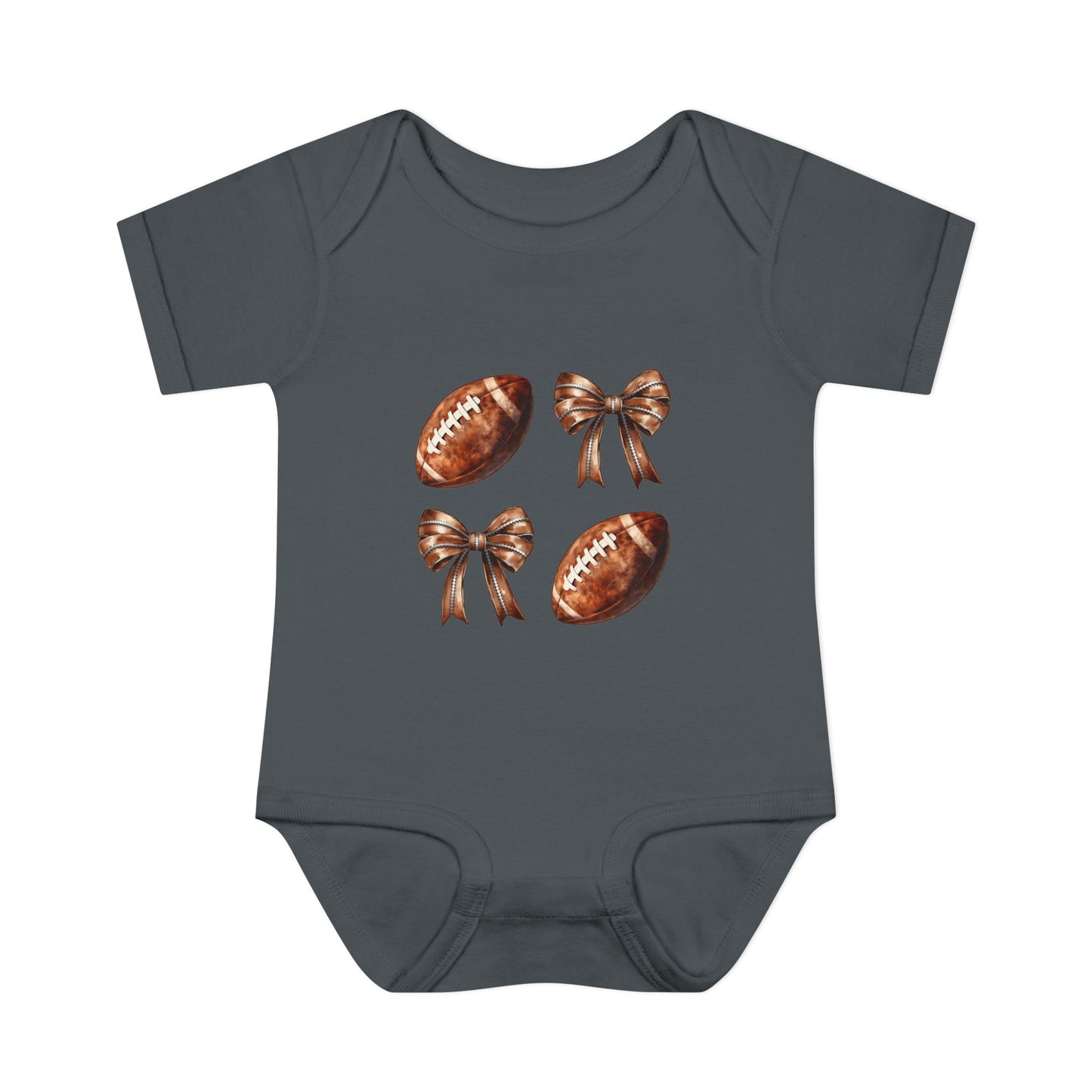 Baby Bodysuit — Football & Bow Pattern Infant Onesie (Cute Game Day Outfit)