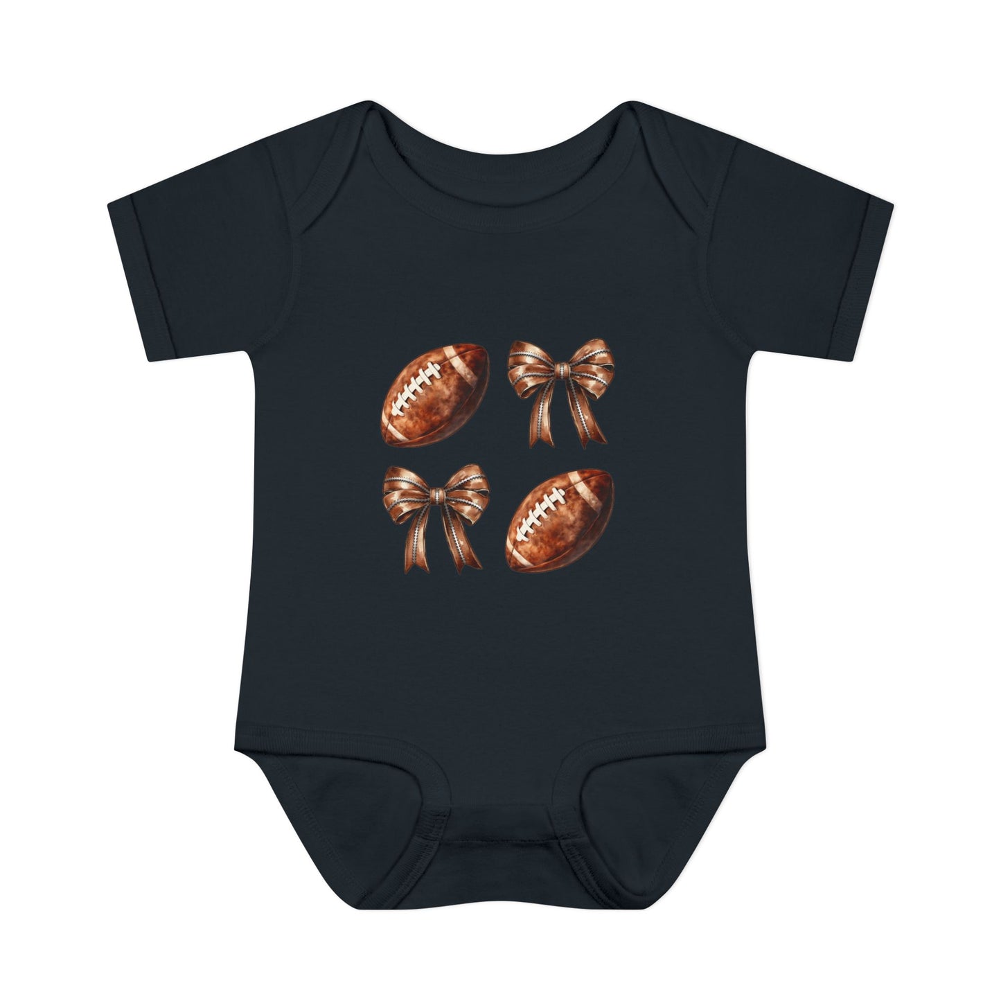 Baby Bodysuit — Football & Bow Pattern Infant Onesie (Cute Game Day Outfit)