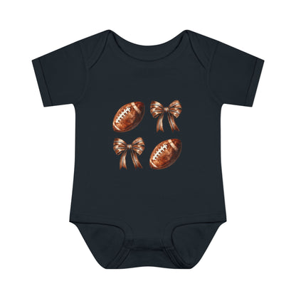 Baby Bodysuit — Football & Bow Pattern Infant Onesie (Cute Game Day Outfit)