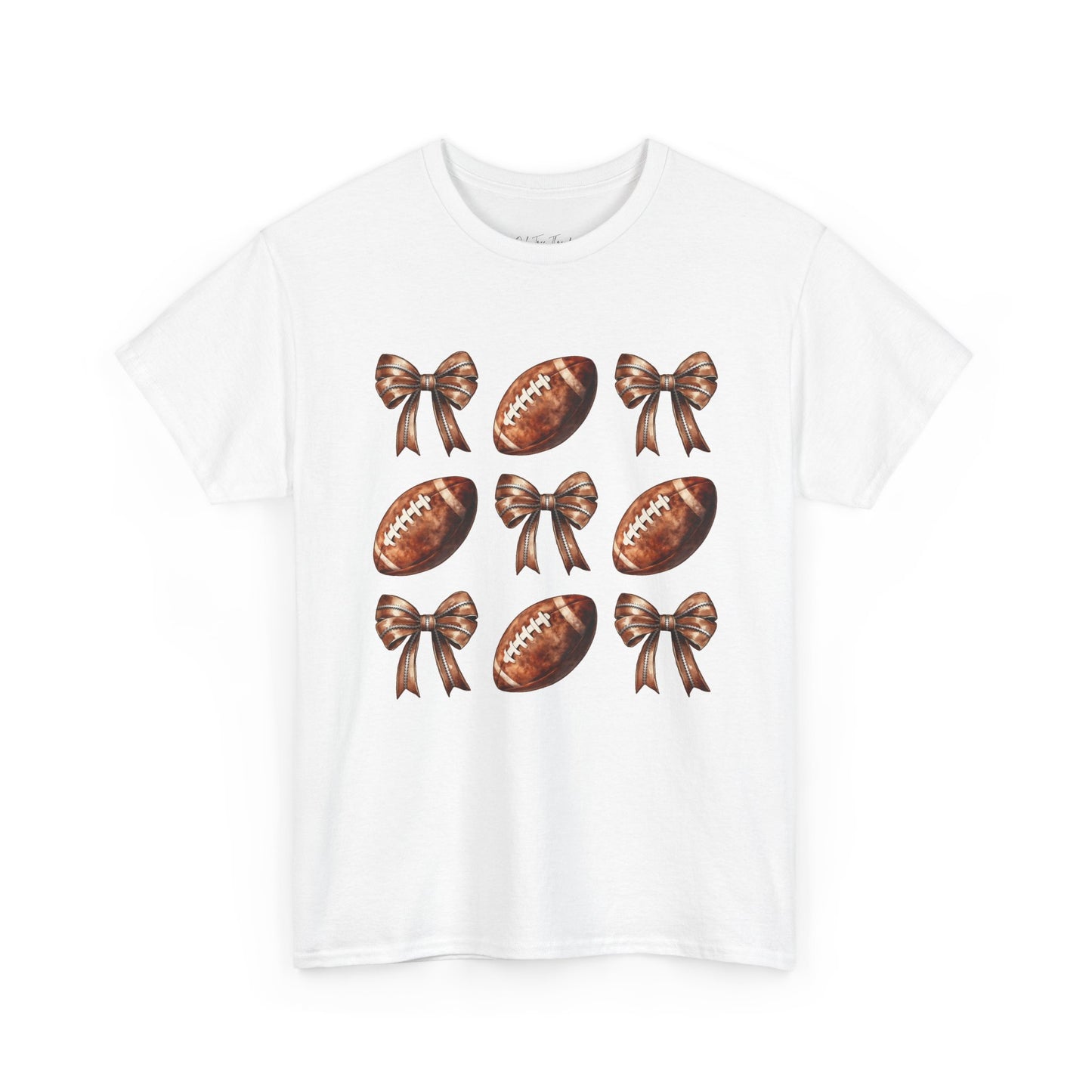 Football & Bows Tee — Cute Game Day Shirt for Fans & Moms