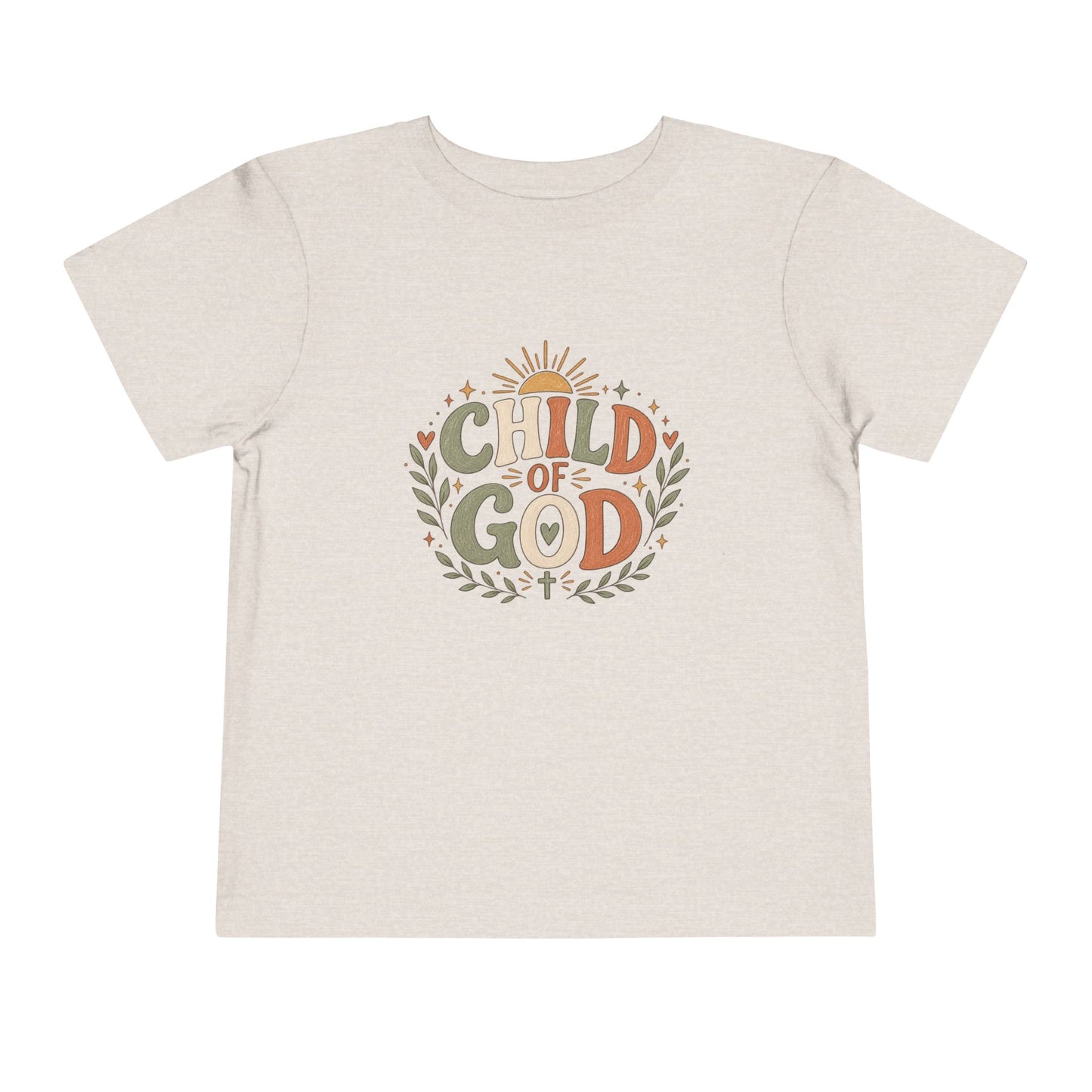 Child of God Toddler Tee — Christian Faith Baby Shirt with Sun & Floral Design