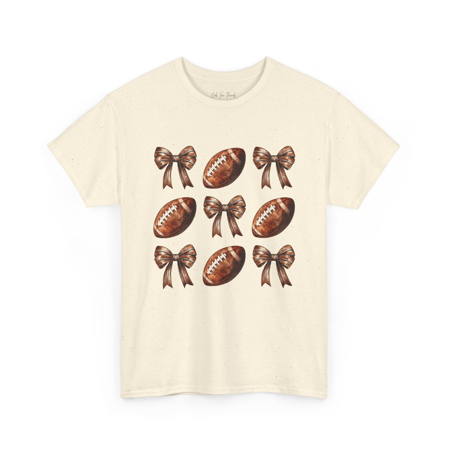 Football & Bows Tee — Cute Vintage Football Pattern Shirt for Fans