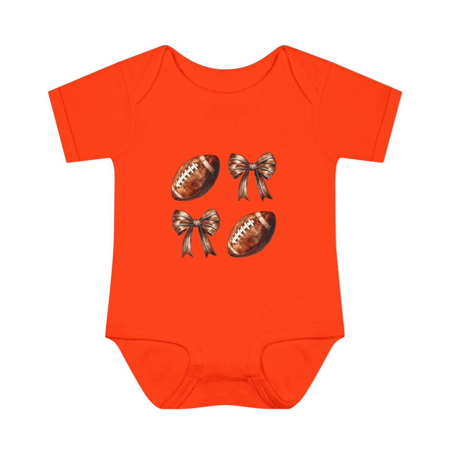 Baby Bodysuit — Football & Bow Pattern Infant Onesie (Cute Game Day Outfit)