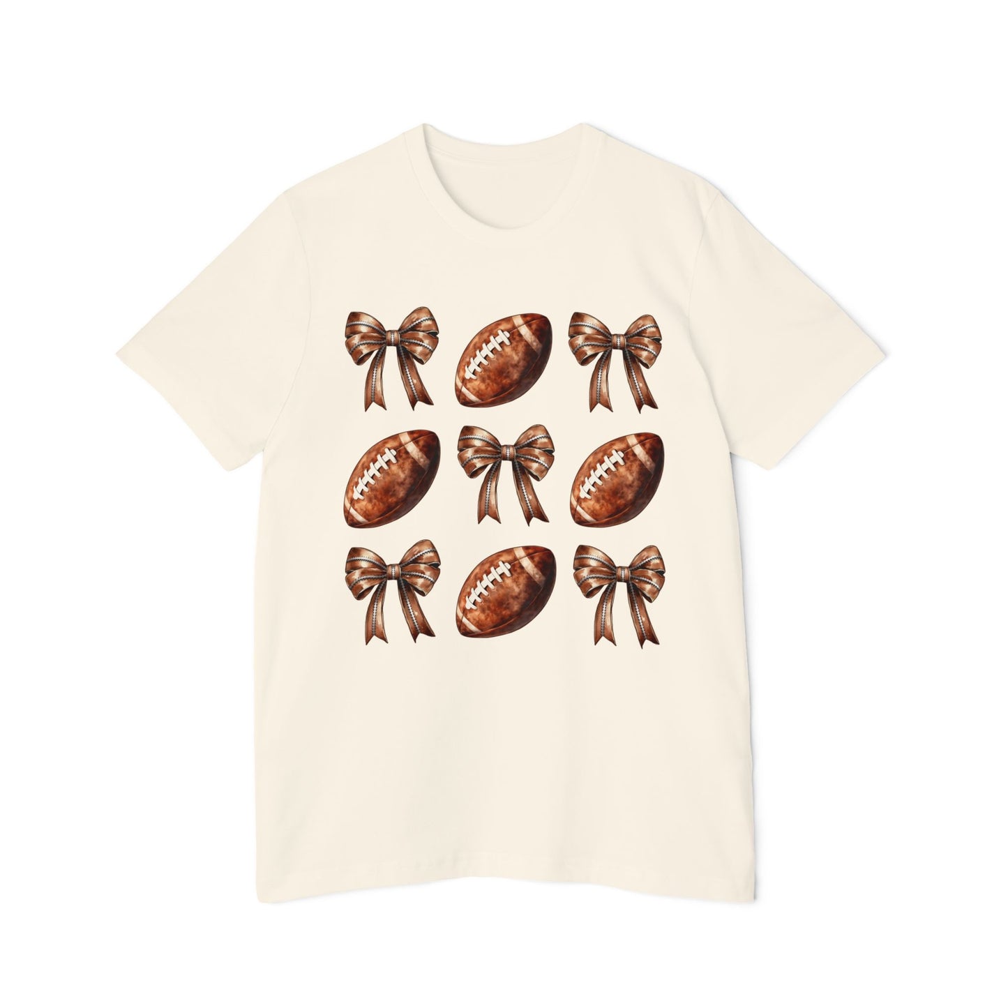 Football & Bows T-Shirt — Cute Game Day Tee for Women & Girls