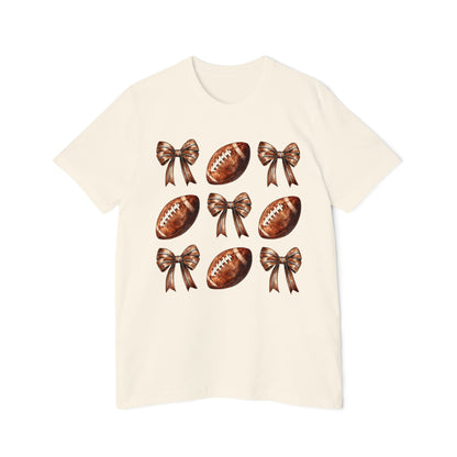Football & Bows T-Shirt — Cute Game Day Tee for Women & Girls