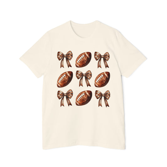 Football & Bows T-Shirt — Cute Game Day Tee for Women & Girls