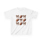 Kids Football & Bows T‑Shirt — Cute Gridiron Pattern for Girls, Youth Game Day Tee