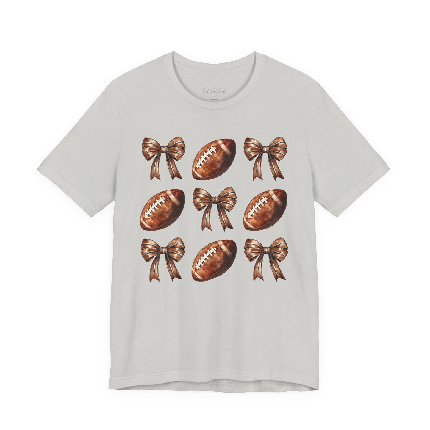 Football & Bows Tee — Cute Game Day Shirt for Fans & Moms