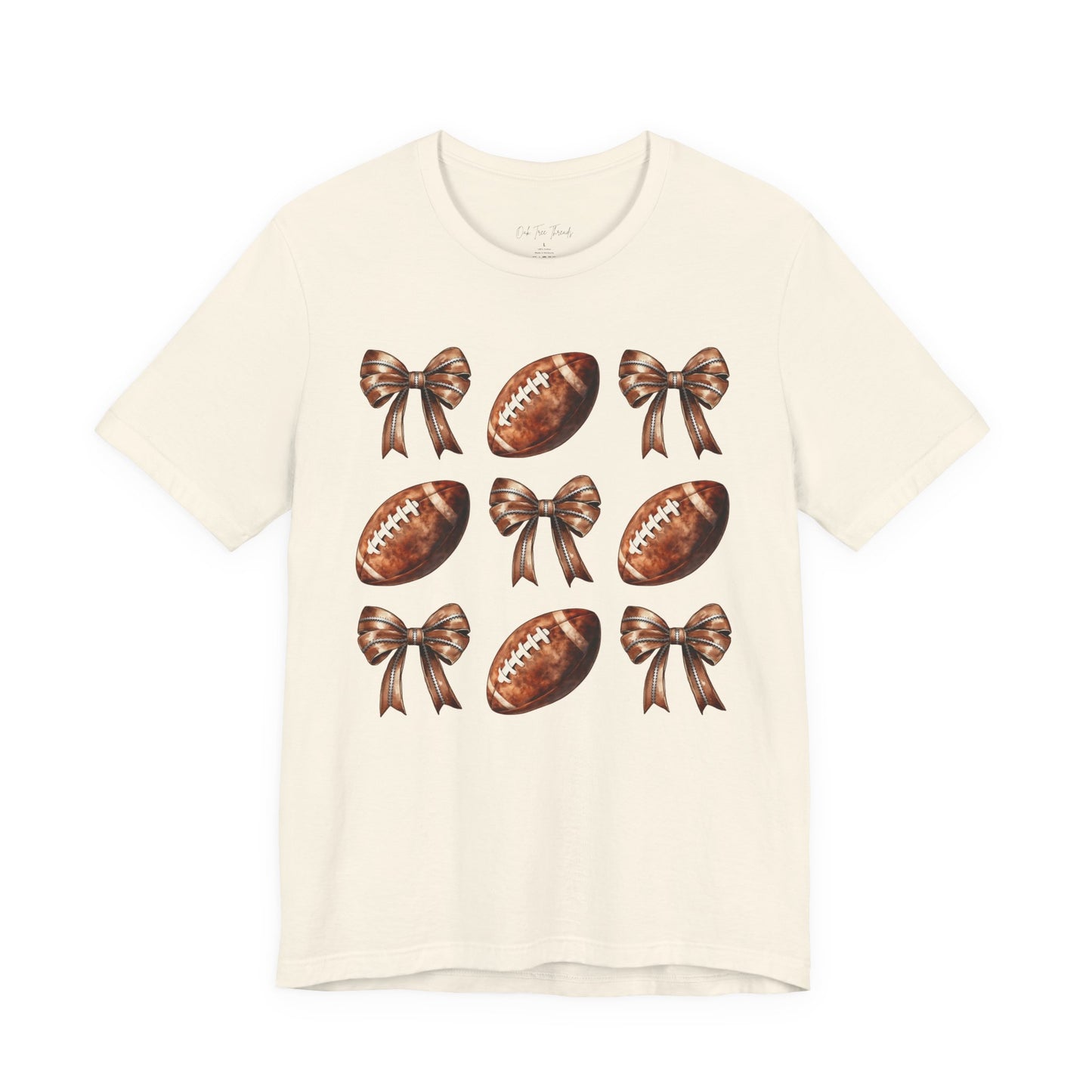 Football & Bows Tee — Cute Game Day Shirt for Fans & Moms
