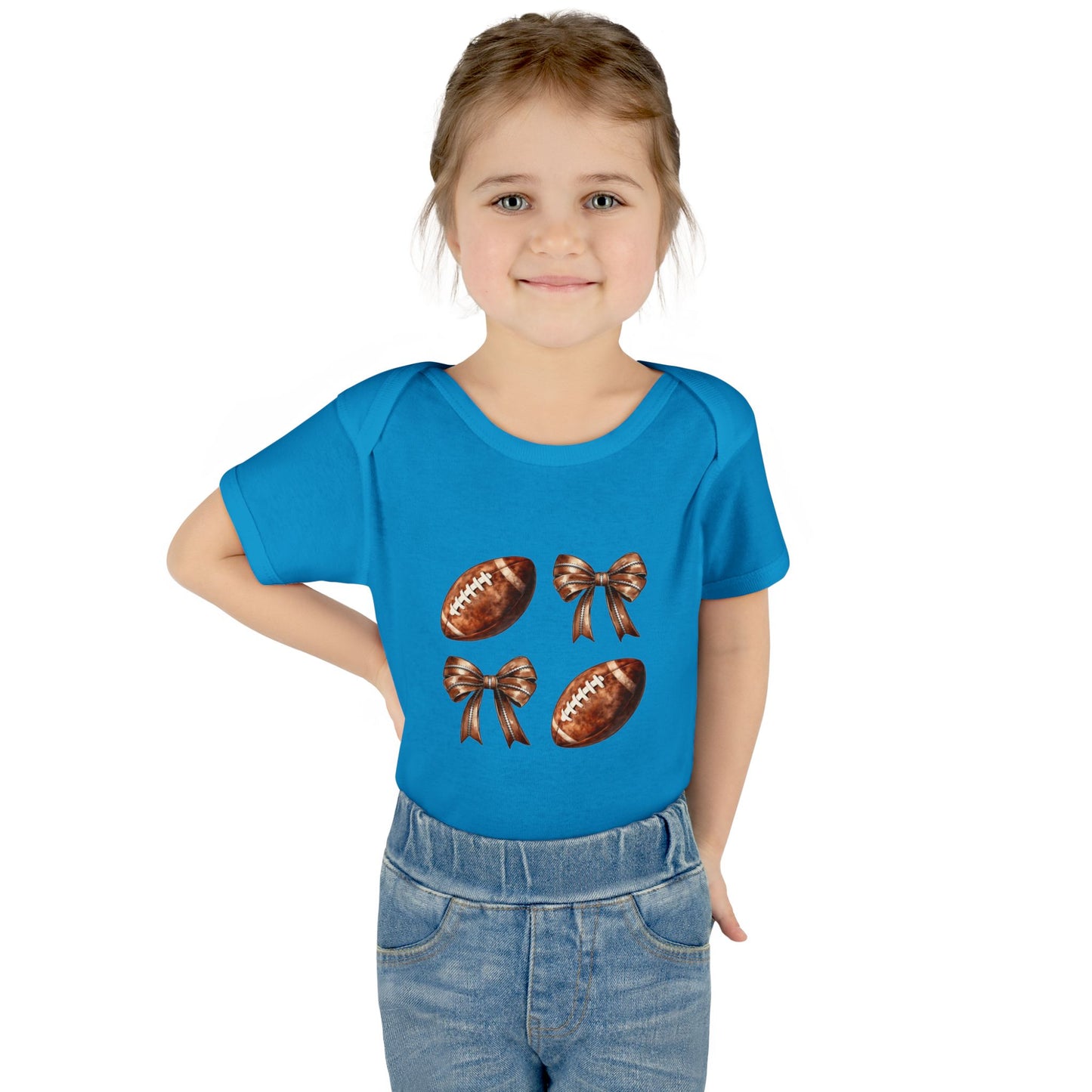 Baby Bodysuit — Football & Bow Pattern Infant Onesie (Cute Game Day Outfit)