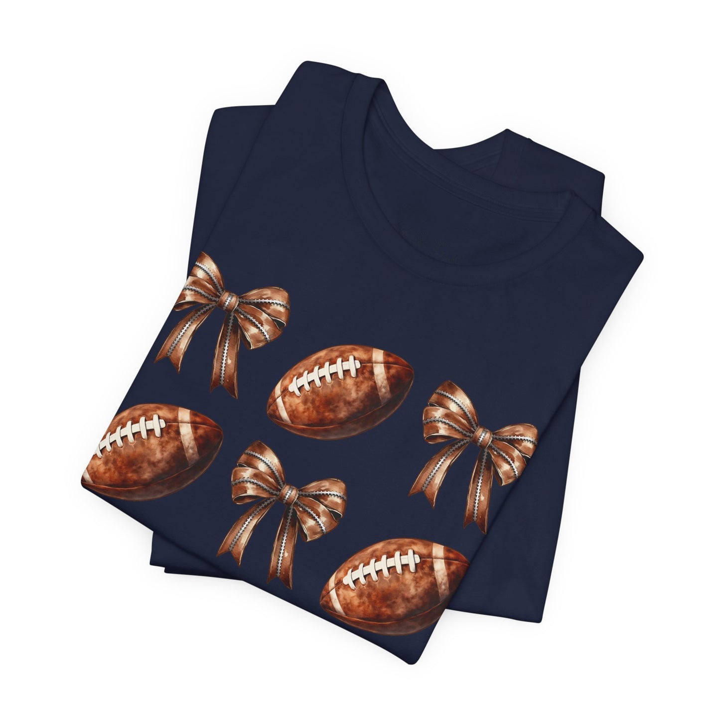 Football & Bows Tee — Cute Game Day Shirt for Fans & Moms