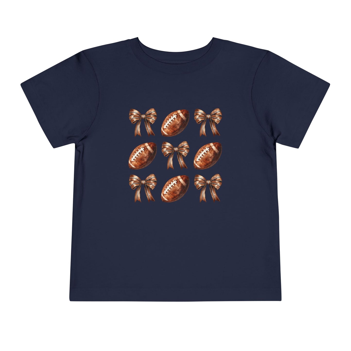 Toddler Tee — Footballs & Bows Pattern (BELLA +CANVAS)