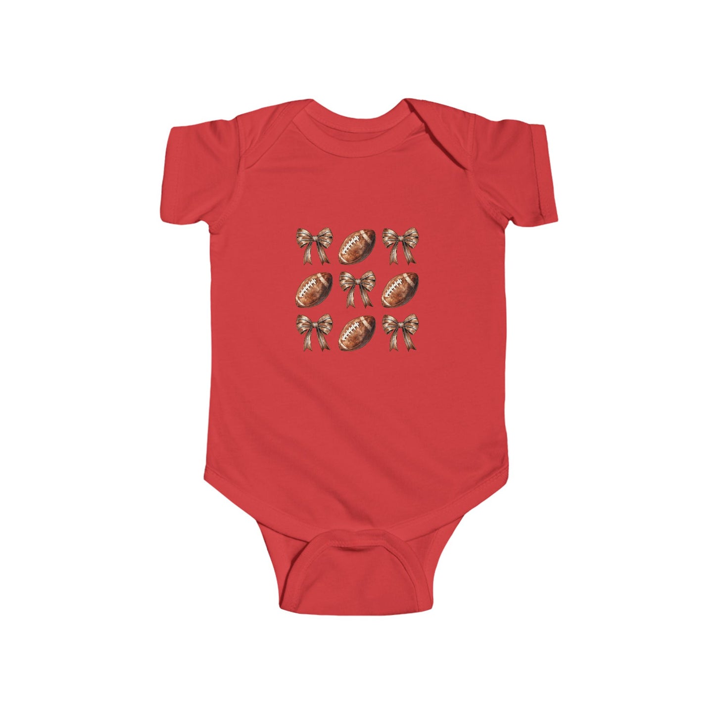 Baby Football & Bow Bodysuit — Cute Game Day Infant Onesie