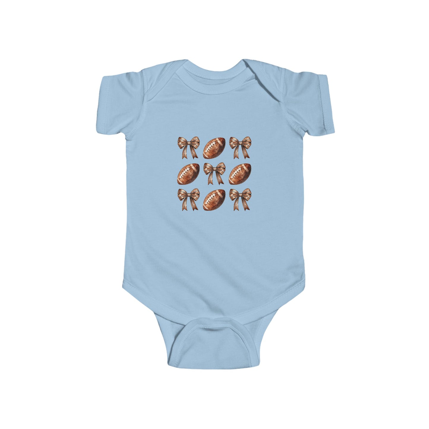 Baby Football & Bow Bodysuit — Cute Game Day Infant Onesie