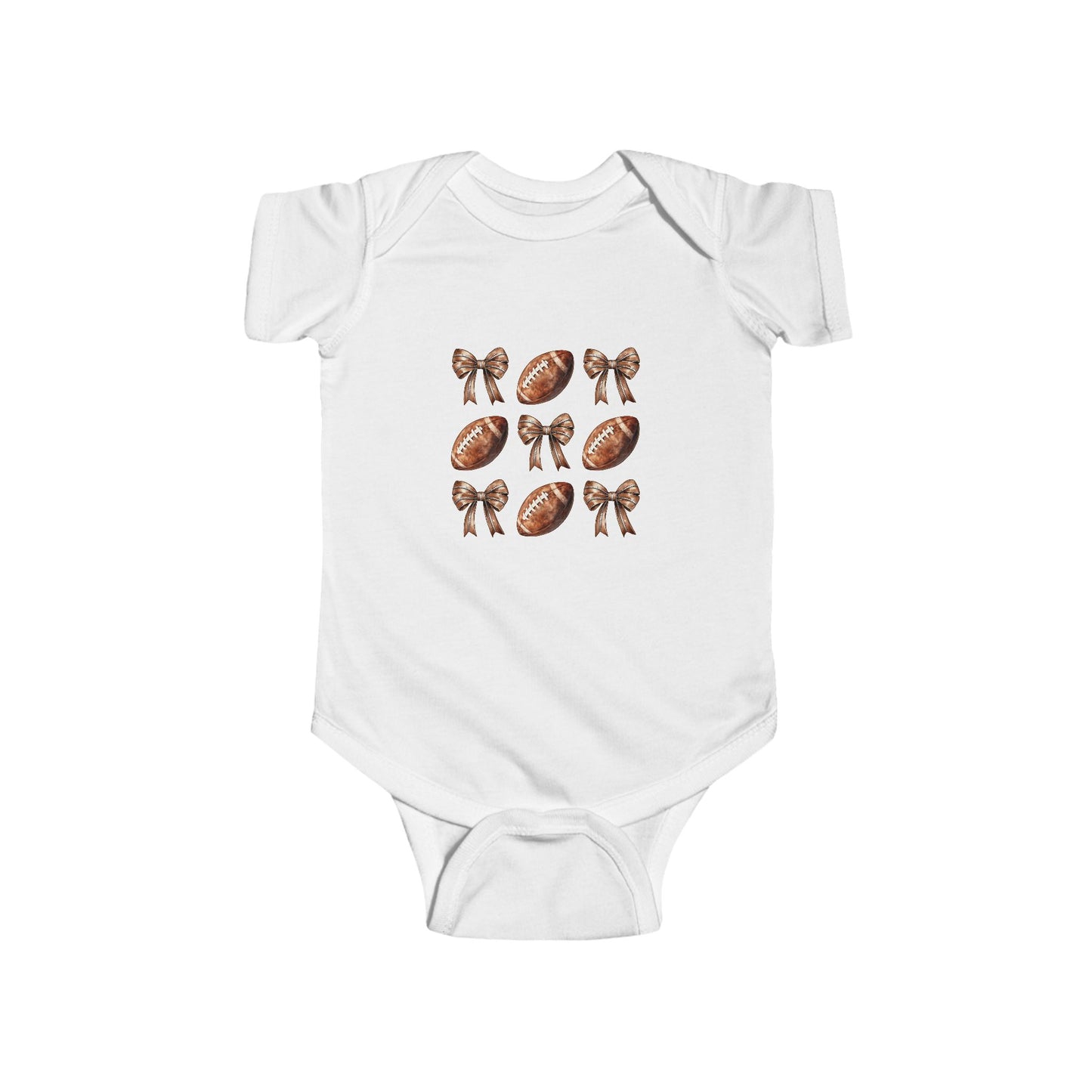 Baby Football & Bow Bodysuit — Cute Game Day Infant Onesie