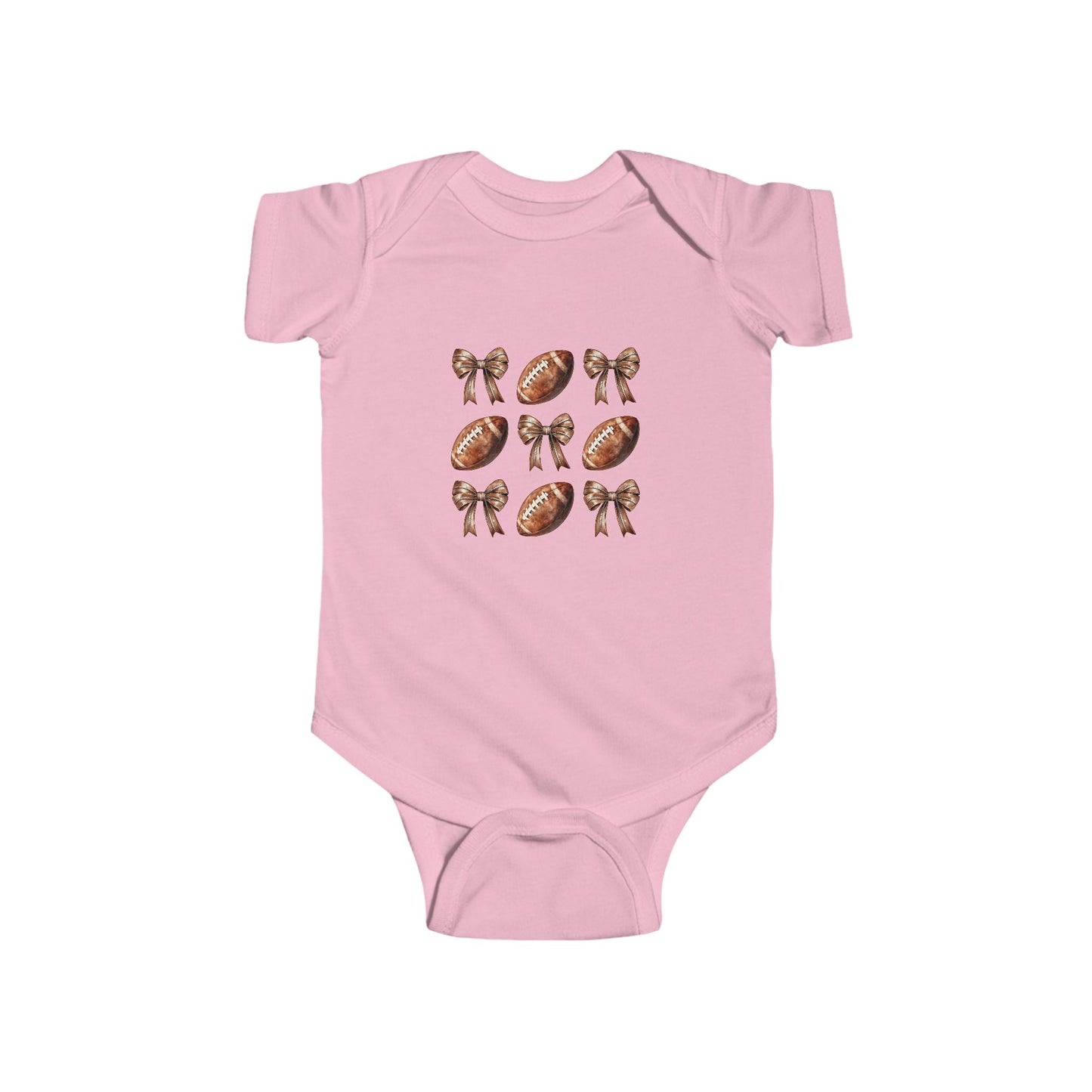 Baby Football & Bow Bodysuit — Cute Game Day Infant Onesie