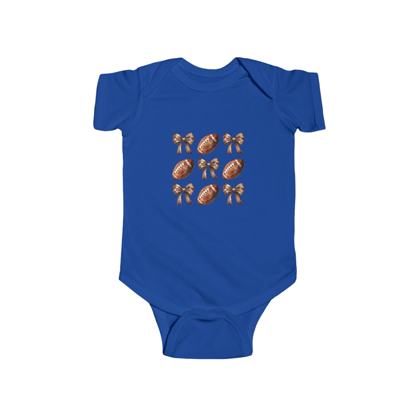 Baby Football & Bow Bodysuit — Cute Game Day Infant Onesie