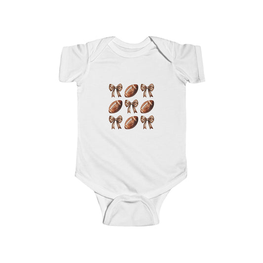 Baby Football & Bow Bodysuit — Cute Game Day Infant Onesie