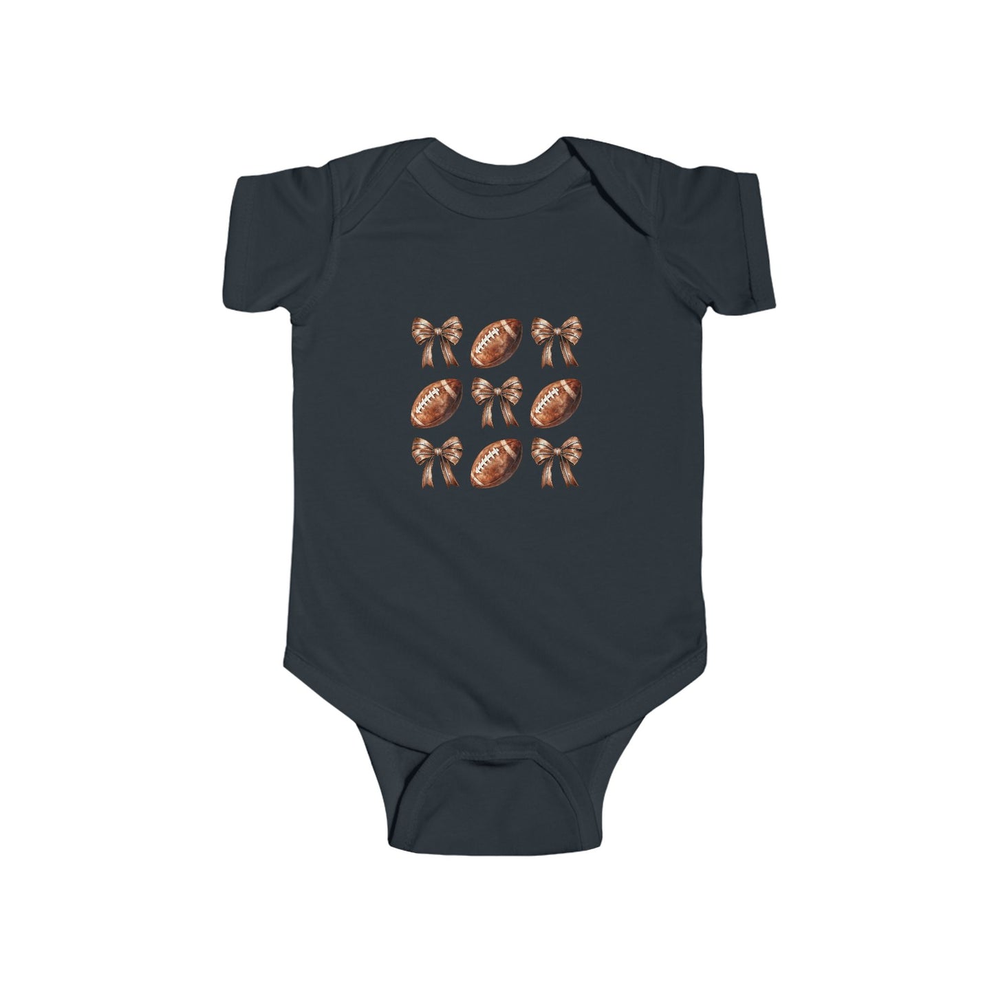 Baby Football & Bow Bodysuit — Cute Game Day Infant Onesie