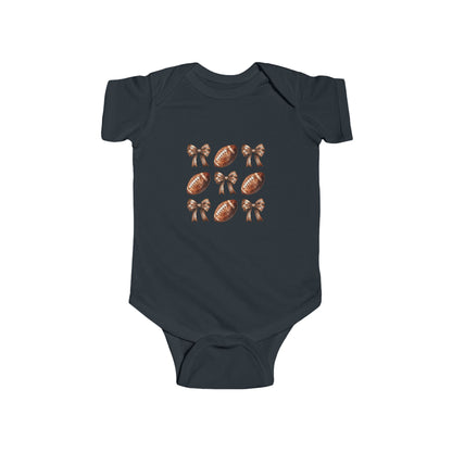 Baby Football & Bow Bodysuit — Cute Game Day Infant Onesie