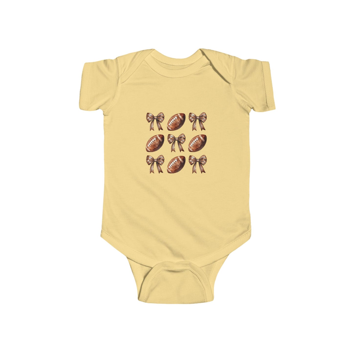 Baby Football & Bow Bodysuit — Cute Game Day Infant Onesie