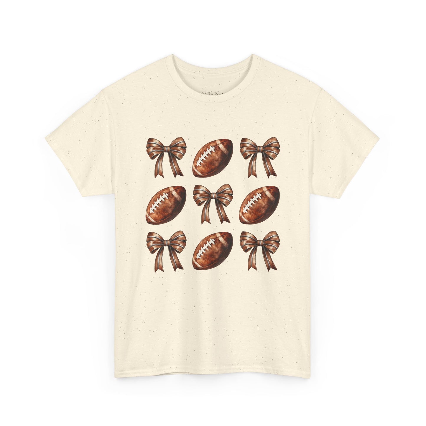 Football & Bows Tee — Cute Game Day Shirt for Fans & Moms