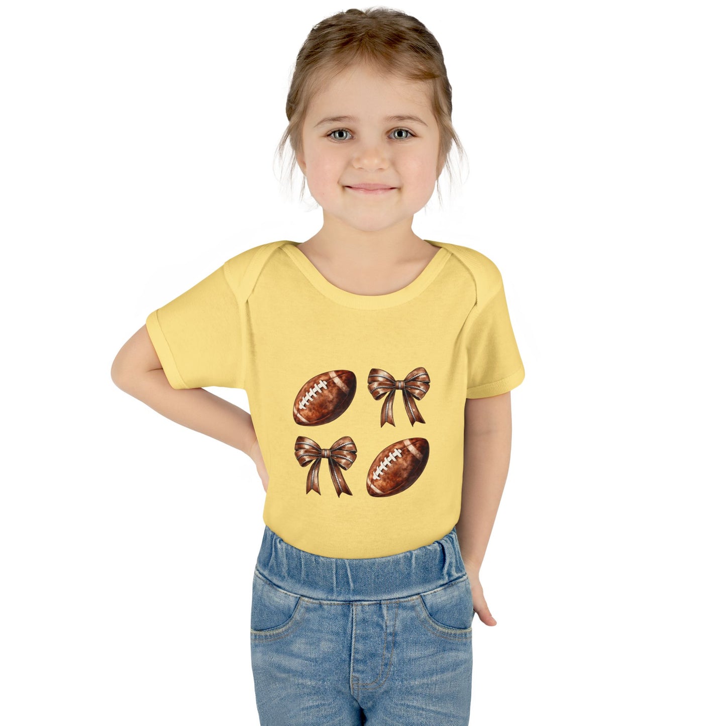 Baby Bodysuit — Football & Bow Pattern Infant Onesie (Cute Game Day Outfit)